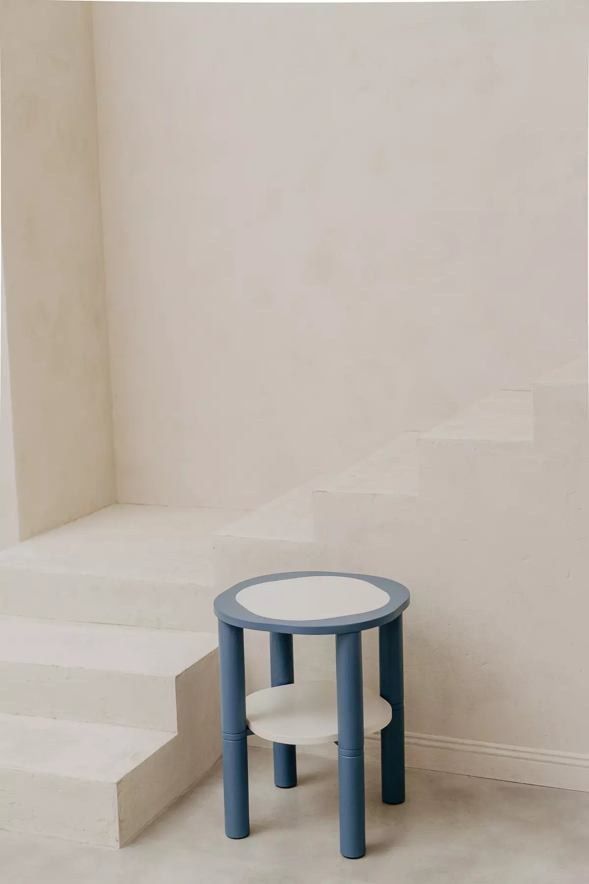 Mosai Small side table Steel Blue/Cream