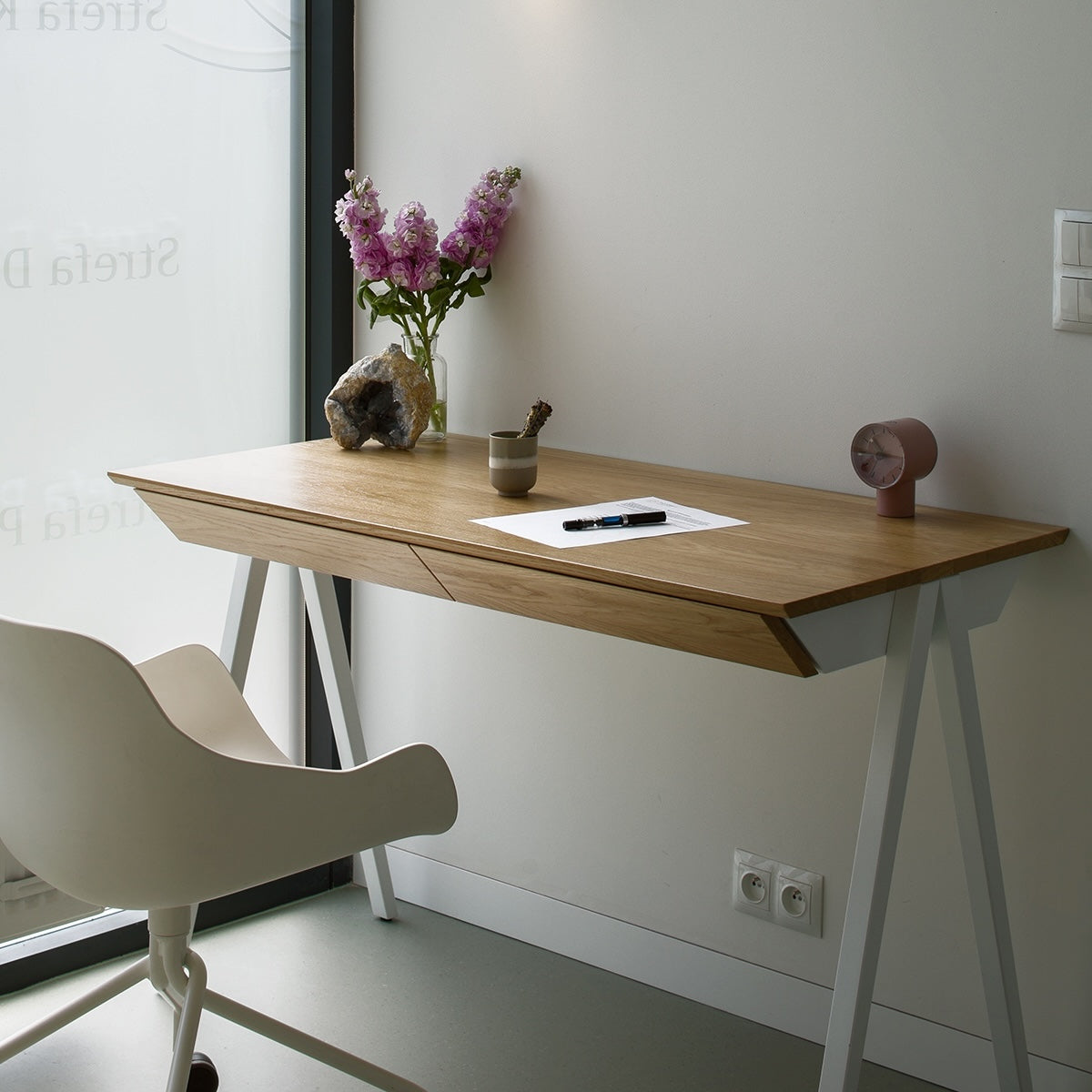 oak vogel desk M 120 x 60 cm white