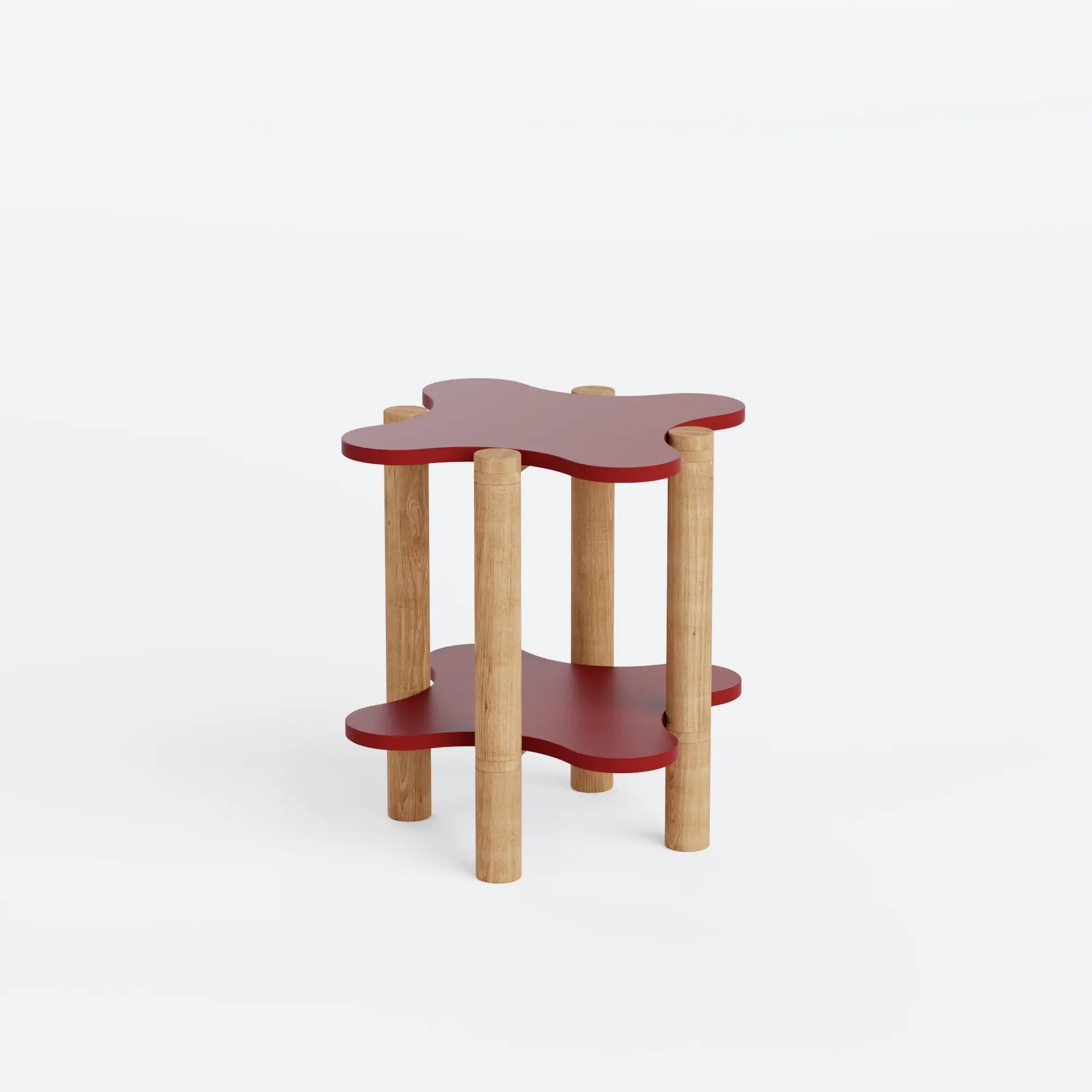 Savia Small Table Brown Red/ Natural Oak